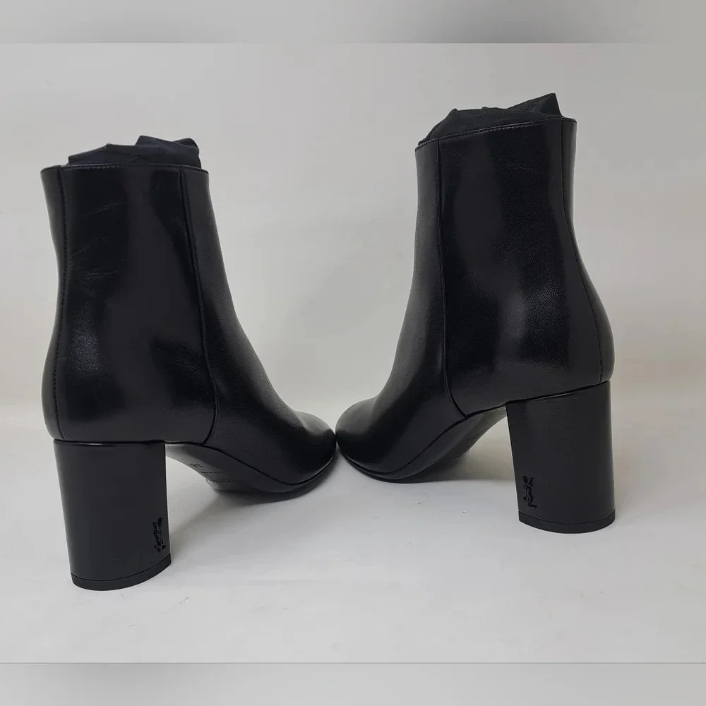NWT Saint Laurent Paris LouLou 70 Zip Booties Ankle Boots Black Leather 38EU 8US - Picture 9 of 16